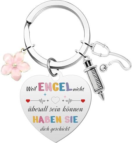 Krankenschwester Schlüsselanhänger Nnurse Geschenke Zubehör - 2 Stück Schlüsselanhänger mit Gravur Stethoskop Spritzenanhänger Medizinstudent Geschenk für Geburtstagen Abschluss Weihnachte Geschenk