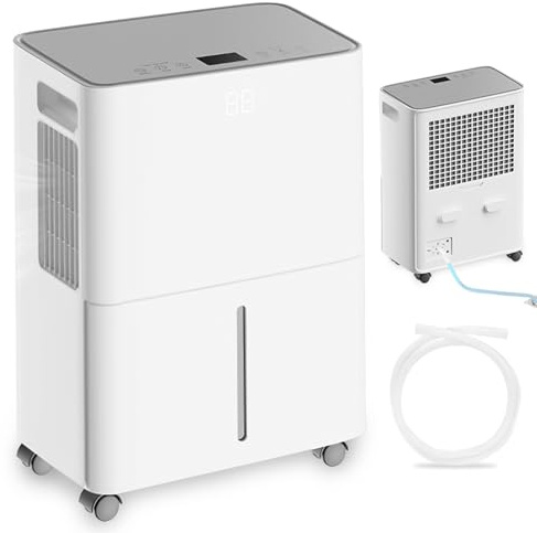 Luftentfeuchter Elektrisch 12 l/24 h, Entfeuchter elektrisch, Luftentfeuchter Keller für Räume bis zu (20 m²), Raumentfeuchter elektrisch 39dB mit Ablaufschlauch, Filter, Timer