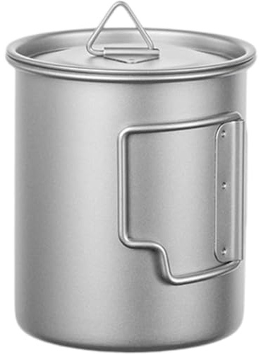 Dinntty Tasses De Camping en Titane, Tasse À Café en Titane De 750 avec Couvercle, Théière en Titane, Poignée Pliable pour Le Camping, Randonnée, Les Voyages Randonnée.