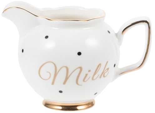 DOITOOL Milchkännchen Aus Keramik Mit Goldrand Eleganter Europäischer Milchkrug Für Kaffee Sahne Und Zucker Kompaktes Mehrzweck-Milchkännchen Für Haushalt Und Gastronomie