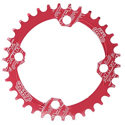 FMFXTR Bike Narrow Wide Kettenblatt Fahrrad 104 BCD 34T Rundes Einzelkettenblatt für Mountainbike-Rennräder (Rot)