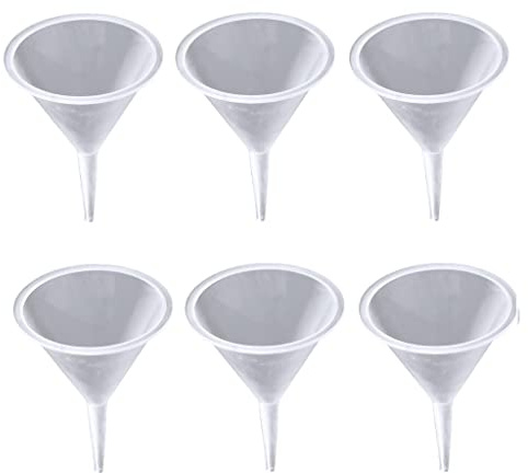 YunJove 6x Mini Embudos de Plástico, Embudo para Aceites Esenciales, Embudos Pequeños (PP) para Botellas de Laboratorio Y
