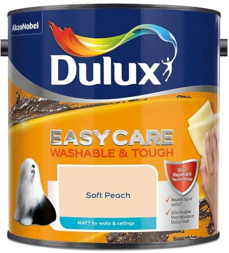 Soft Peach Dulux Easycare Matt Emulsion Paint 2.5L – Washable & Stain Resistant, Durable Matt Finish, Quick Dry, Low Odour Interior Wall & Ceiling Paint