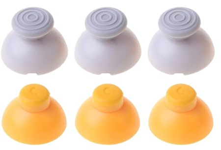 6pcs Replacement Joystick Caps for Nintendo GameCube Controller – Yellow & Grey Analog Stick Covers Thumb Grips ABS Durable