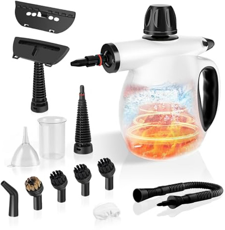 Dampfreiniger Handgerät,1200W Tragbar Hochdruck Dampfreiniger,Mit 12-teiligem Zubehör,100% Chemikalienfreier Geeignet für saubere Küchen, Badezimmer, Fenster, Sofas und Autos Mehrzweck Steam Cleaner