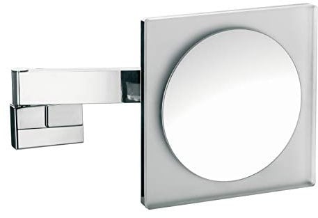 Emco Kosmetikspiegel eckig, mit Beleuchtung, Dimmbar, Badspiegel mit Gelenkarm, 3-Fach vergrößert – 109606024, Chrom