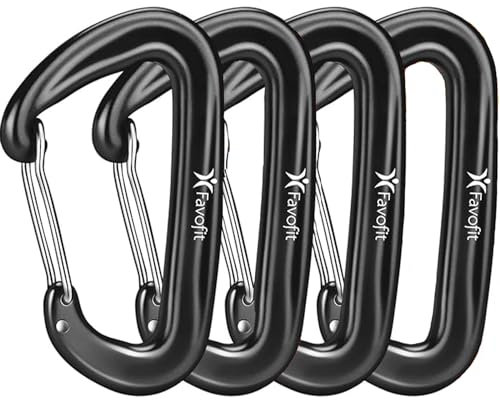 Schwerlast Alu Karabinerhaken Schlüsselanhänger Karabiner - Favofit 12KN (1224 kg) Karabiner Groß für Hängematte Outdoor Camping - Ultraleicht Klein D-Ring für Schlüssel Hundeleine