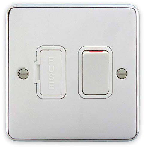 Deta 1913CHW Switched Spur Connection Unit Polished Chrome/White Insert - 13 Amp