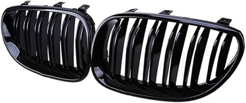 Kühlergrill E60 E61 5 Serie 04–09 glänzend schwarz Sport Nieren Double Line Front Grill - Paar