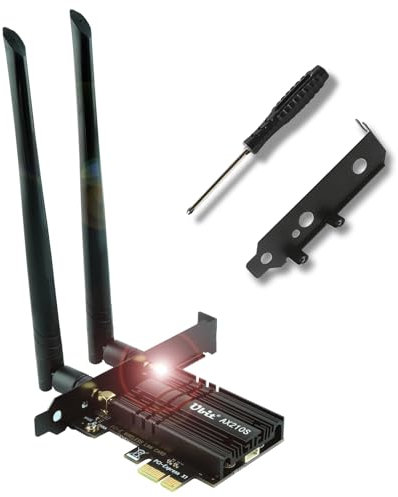 Ubit Carte Réseau WiFi 6E AX210 PCIe Carte WiFi | Max 5374Mbps avec BT 5.3| Adaptateur sans Fil Tri-Bande 802.11AX avec MU-MIMO,OFDMA,Ultra-Low Latency | Soutien Windows 10/11 64bit
