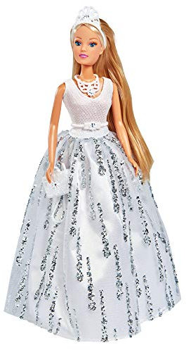 Smoby Simba - Steffi Love Swarovski Deluxe - Poupée Mannequin 29cm - Robe Glamour 5 Diamants + Tiare - Bague Enfant Incluse - 105733466 Blanc