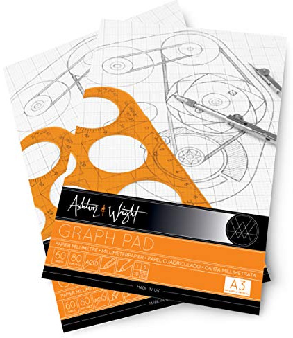 Ashton and Wright Zeichenblock, A3, 80 g/m², 60 Blatt, 5 Stück