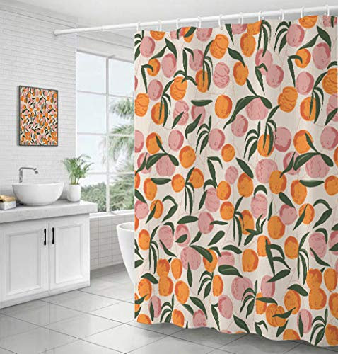 Inshere Duschvorhang aus Polyester, wasserdicht, mit Haken, 183 x 183 cm, maschinenwaschbar, modern, 183 x 183 cm, Pfirsich