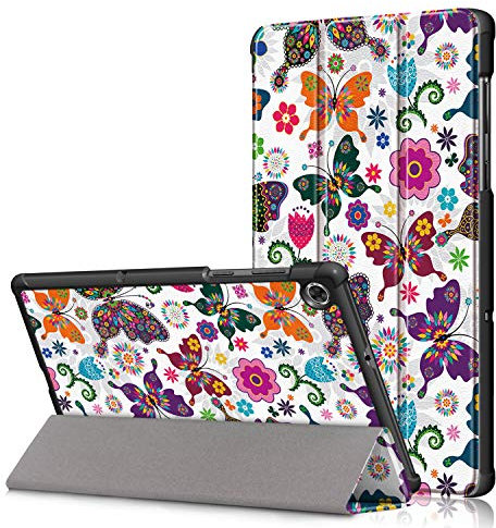 TEYOON Case for Lenovo Tab M10 FHD Plus - PU Leather Tri-Fold Stand Cover Case for Lenovo Tab M10 Plus TB-X606F TB-X606X (2nd Gen) 10.3 Inch Tablet,butterfly