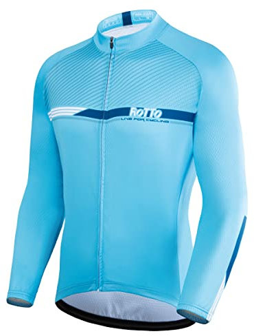 ROTTO Herren Radtrikot Fahrradtrikot langarm Rennrad Trikot Einfache Linien Serie