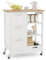 COSTWAY Kitchen Island Cart, Rolling Storage Trolley with 3 Drawers, Open Shelves and Wheels, Mobile Serving Utility Cart Organiser for Dining Room Restaurant Bar (White)
