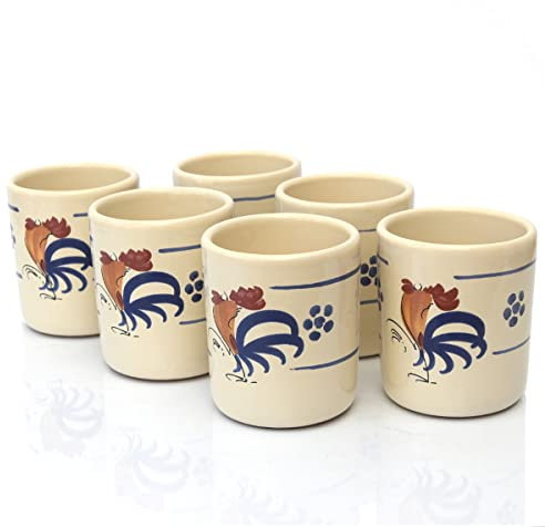 Colì Set Bicchieri Cilindrici Senza Manico Linea Gallo, Bicchiere terracotta acqua e vino, 6 pezzi, Maioliche e Terrecotte dal 1650