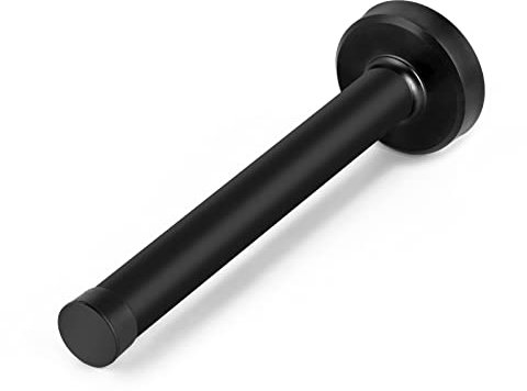Door Stops, 6 Inch Long Door Stopper, Wall Mount, Heavy Duty Solid Black Doorstop Brushed Stainless Steel with Soft Rubber Bumper Tips