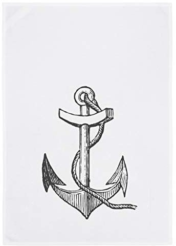 Maritime Geschirrtücher / Küchen-Handtuch - Dish Towel Vintage aus 100% Baumwolle 50 x 70 cm (Anker grau)