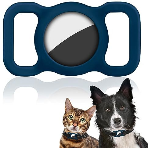 Ainiv Silikon Schutz Hülle, Silikon Schutzhülle für AirTag, Kompatibel mit Apple Airtag Finder Hundehalsband, Pet Loop Holder für AirTags, Tracking Finder Hunde und Katze Haustierzubehör (Blau)