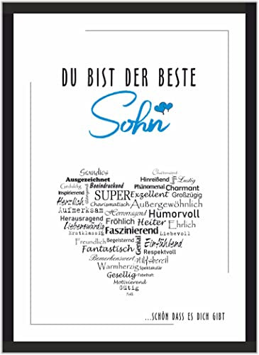 Bester Sohn Kunstdruck Poster Bild Geschenke Geschenk-Idee Kind Einschulung Geburtstag Weihnachten ungerahmt DIN A4