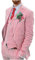 Costume de mariage 3 pièces en lin pour hommes, deux boutons, smoking simple boutonnage, revers en pointe, costume d’affaires, style décontracté, rose, 94