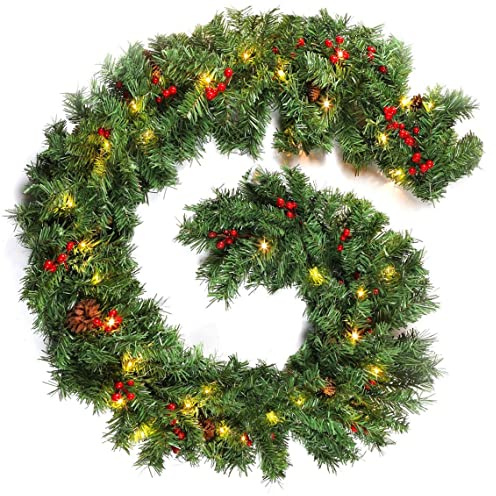 Xmas Christmas garland fireplace natural looking rustic spruce berry and pine snow winter table decoration center piecemantel decor Handmade