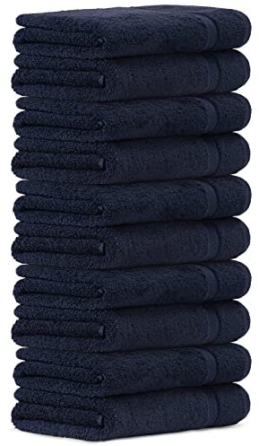 Luckytowel 10er Set Saunatücher 80x200 cm 100% Baumwolle, 600g/m² Oeko-Tex Saunatuch-Set 10er Pack Dunkelblau