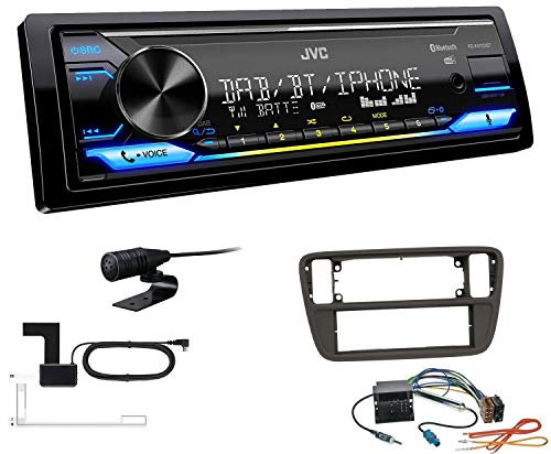 JVC KD-X472DBT 1-DIN Autoradio Bluetooth USB inkl DAB Antenne Einbauset passend für Seat MII ab 2011 schwarz