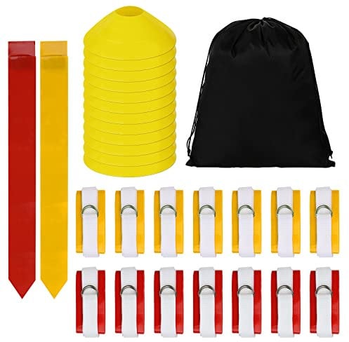 Flag Football Set, 14 Player Flag Football Belts Kit, Includes 14 Belts, 42 Flags,12 Cones and Storage Bag