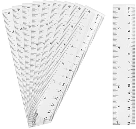 NiceLand 10 Stück 15cm Transparent Kunststoff Lineal mit Metrische&Inch-Skala, Präzisionsmesswerkzeug für Schule, Büro, Zuhause