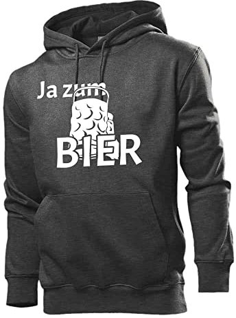 Generisch Sweat à capuche pour homme de bière, Gris foncé chiné., XL