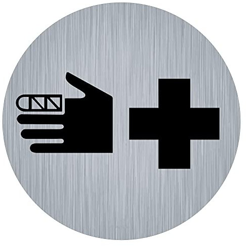 immi Piktogramm Aufkleber, Edelstahl-Optik, 9,5cmØ (Verbandskasten, Erste Hilfe)
