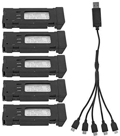 3.7V 1200mAH RC Drone Lithium Battery for E58 L800 JY019 S168 and Other Remote Control Aircraft with 5 in 1 Portable Charger Cable RC Quadcopter Spare Part