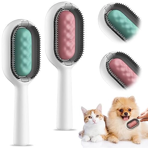 KFDDRN 2 Stück Katzenbürste für Kurzhaar, 4 in 1 Katzenhaarbürste und Hundebürste zur Fellpflege, Reinigungsbürste für Tierhaare, Ideal für Massage, Pflege Und Haarentfernung