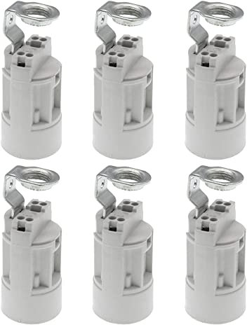 E14 Thermoplastischer Kerzenlampenhalter, 6 Stück SES 52 mm Höhe Wandlampe Hängeleuchte E14 Lampenfassung mit 1/8IPS Gewinde Hickey (weiß)