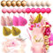 JeVenis Pink Rose Kuchendekoration Kugeln Rosa Palmblätter Böhmische Weißgoldkugel Boho Partyzubehör
