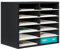 Senhoglb 12 Fächer Schreibtisch Ablagefächer Holz, Schreibtisch Organizer, Aktenablage A4 stapelbar, Büro Ablagefächer, Halten Sie Ihren Desktop Sauber, Schwarz&Weiß