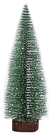 Fiorky Mini Christmas Tree, Reusable Christmas Crafting Tree Decoration White Cedar Christmas Tree with Wooden Base Bottle Brush Trees for DIY Craft Christmas Party Home Decoration Xmas