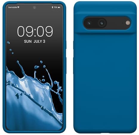 kwmobile Case Compatible with Google Pixel 7 Case - TPU Silicone Phone Cover with Soft Finish - Blue Reef