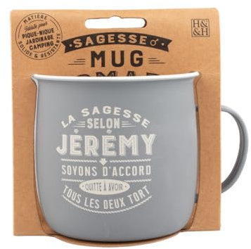 Mug Nomade - Mug à thé et café personnalisé Jérémy - Cadeau pour Homme, Gris Pastel.