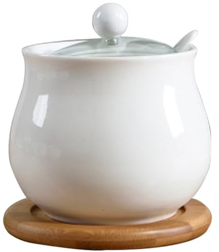 DOCIM Sucrier, sucrier Japonais, sucrier en céramique avec Le Couvercle et la cuillère, sucrier en Porcelaine,#d