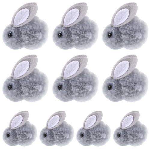Abaodam Osterhase Mini-Plüsch 10 Stück 4 cm Große Stofftiere Weiche Kleine Kaninchen Hängende Ornamente DIY-Dekorationen Grau
