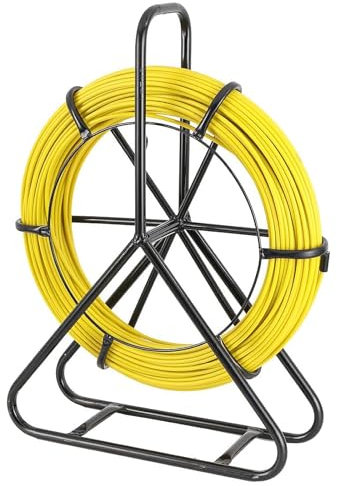 WOOLUCK 6mmx100M Rodador de Conducto de Fibra de Vidrio con Soporte de Acero y Freno, Alambre de Cable Eléctrico Extractor, Enhebrador de Cable de Tubería de Electricista