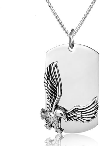 CQHODFYA Adler Halskette für Herren Damen,Edelstahl Kette mit Adler Anhänger für Männer Frauen, Schmuck Geschenk,Kette Silber 23.6 mit Geschenkbox