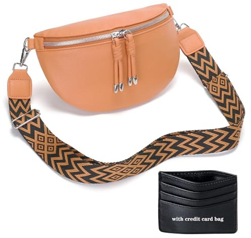 YISUOHOOM Bauchtasche Damen Umhängetasche klein Crossbody Bag Veganes Leder Brusttasche Kleine Handtasche Orange Geschenke für Frauen