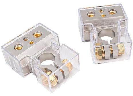 Hsthe Sea 2PCS Battery Terminal Blocks 0/4/8/10 AWG 12V Car Battery Terminals with Washers and Cover
