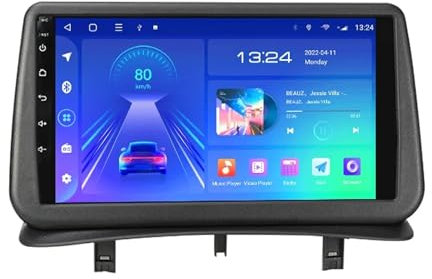 Estéreo de coche Android 13 de 9 pulgadas doble DIN para Renault Clio 3 2005~2014 con controles de volante Bluetooth Carplay, navegación GPS, cámara de respaldo AHD, WiFi USB (A1 (1+32G))
