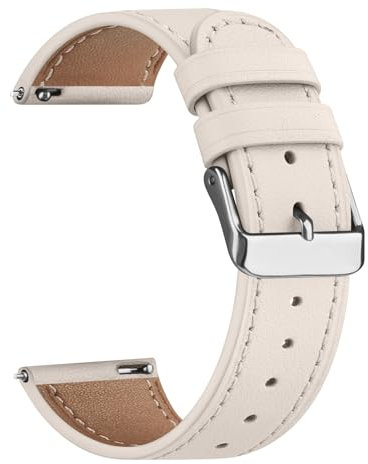 Correa de cuero compatible con Garmin Vivomove 3, Luxe, Style, Sport, Trend - Correa de repuesto de piel auténtica de 20 mm (Starlight)