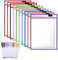 Qarmijaer 10 Pcs Dry Wipe Pocket folders in 10 Colors, Plastic Paper Holder Pads, A4 Transparent Dry Wipe Covers, Writing and Wiping Clean Bags, School Work Supplies Pockets